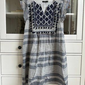 THML Chambray and Navy Summer Short Dress Women's Size XS